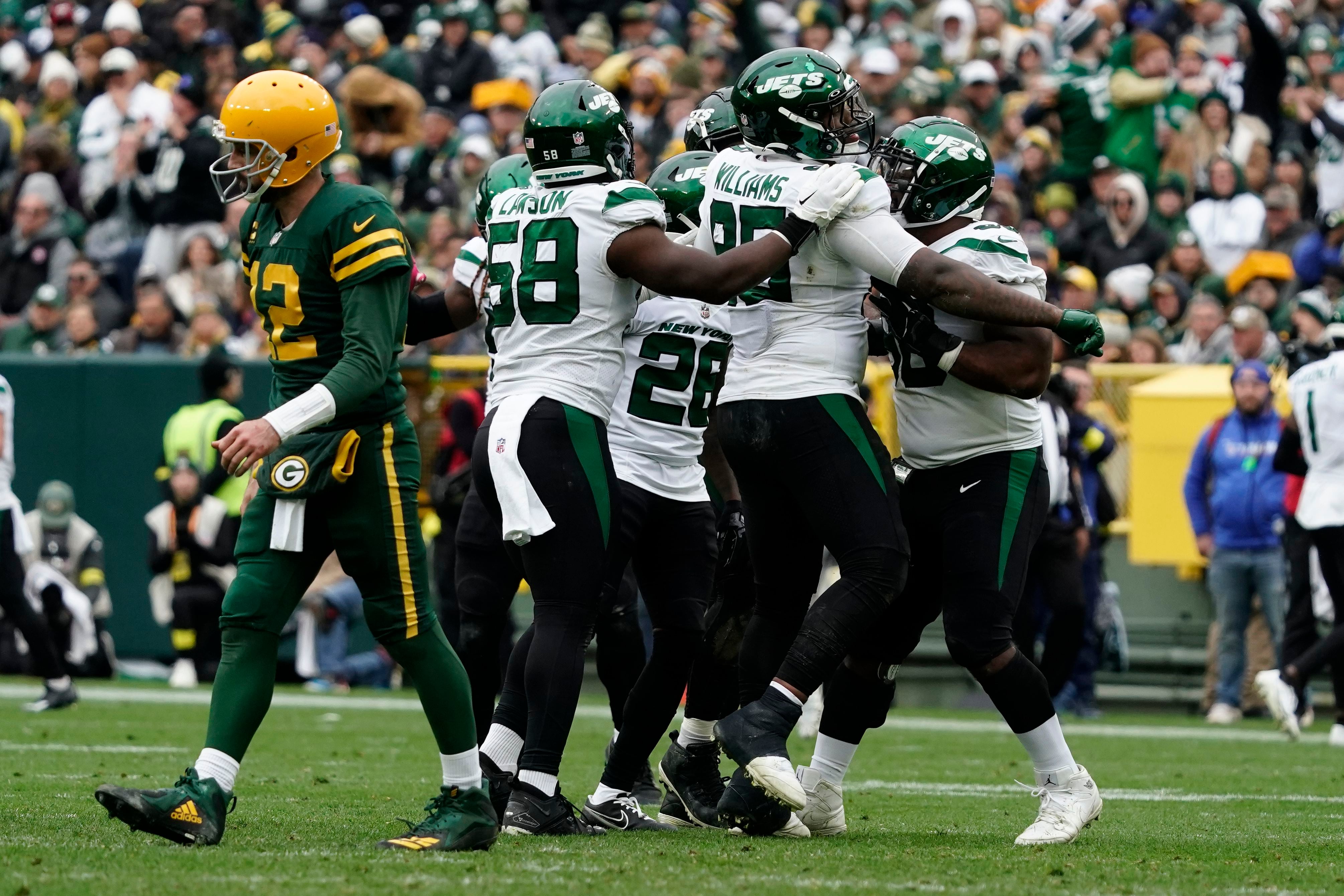 Cornerback Ahmad Sauce Gardner of the New York Jets tosses a