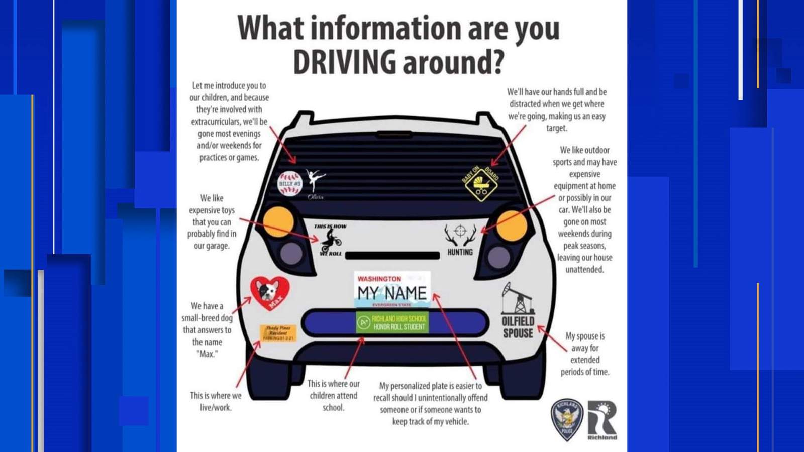 How the Bedford Police Department says you could be oversharing through bumper stickers