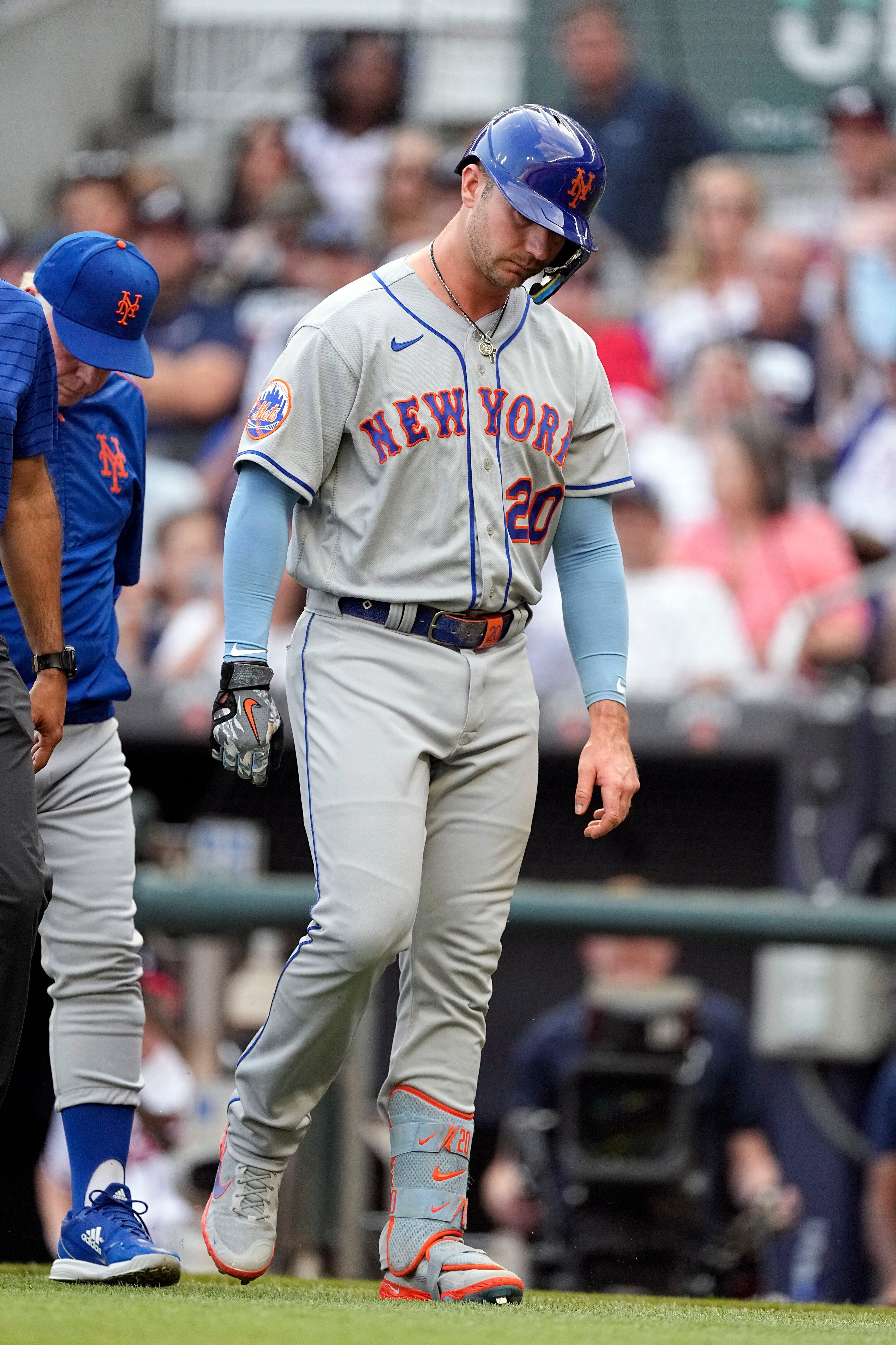 Mets' Alonso hit by pitch on left wrist by 96 mph fastball, leaves