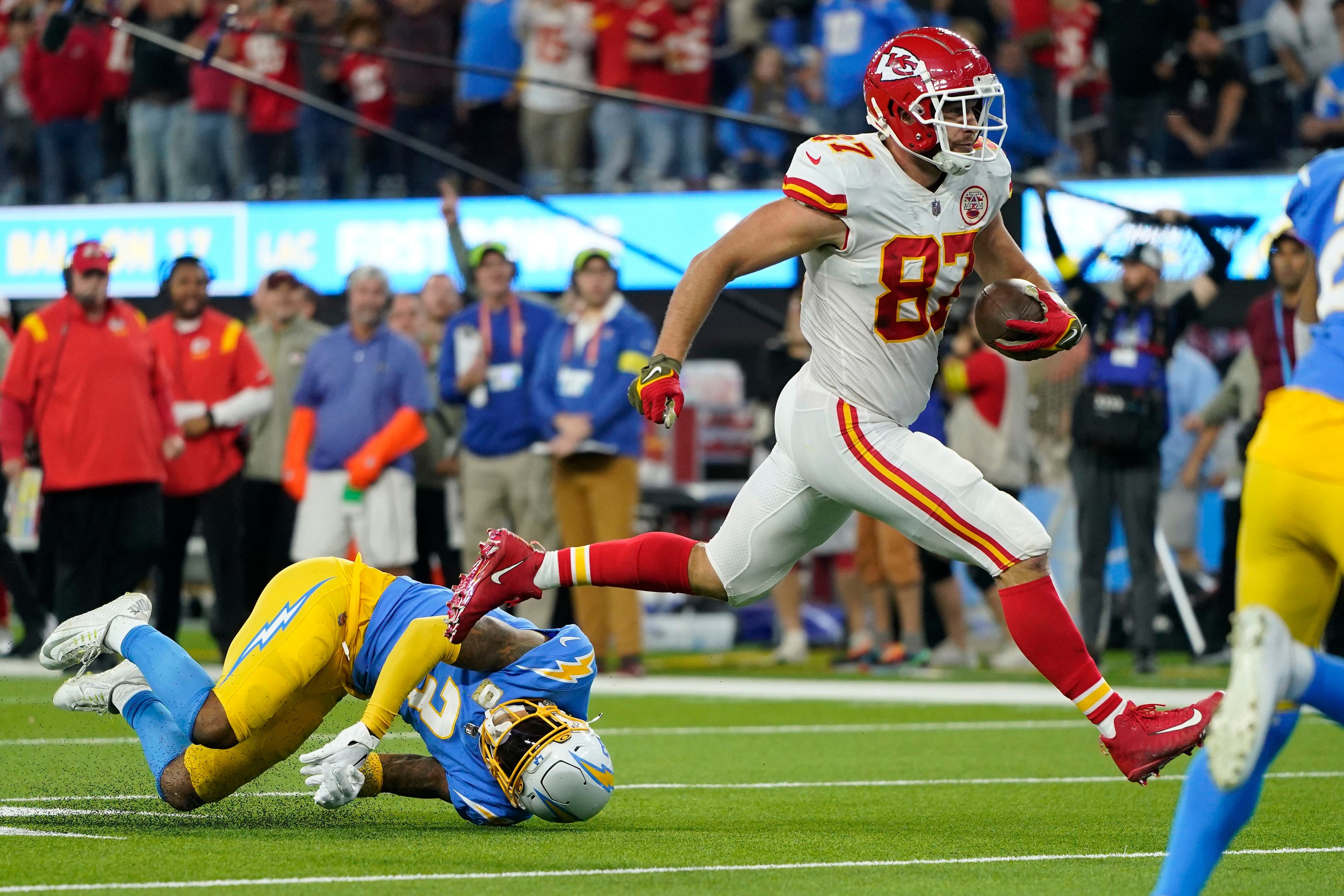 PFF Fantasy Football on X: Travis Kelce in last Chargers vs Chiefs game:  With Derwin James on the field: 