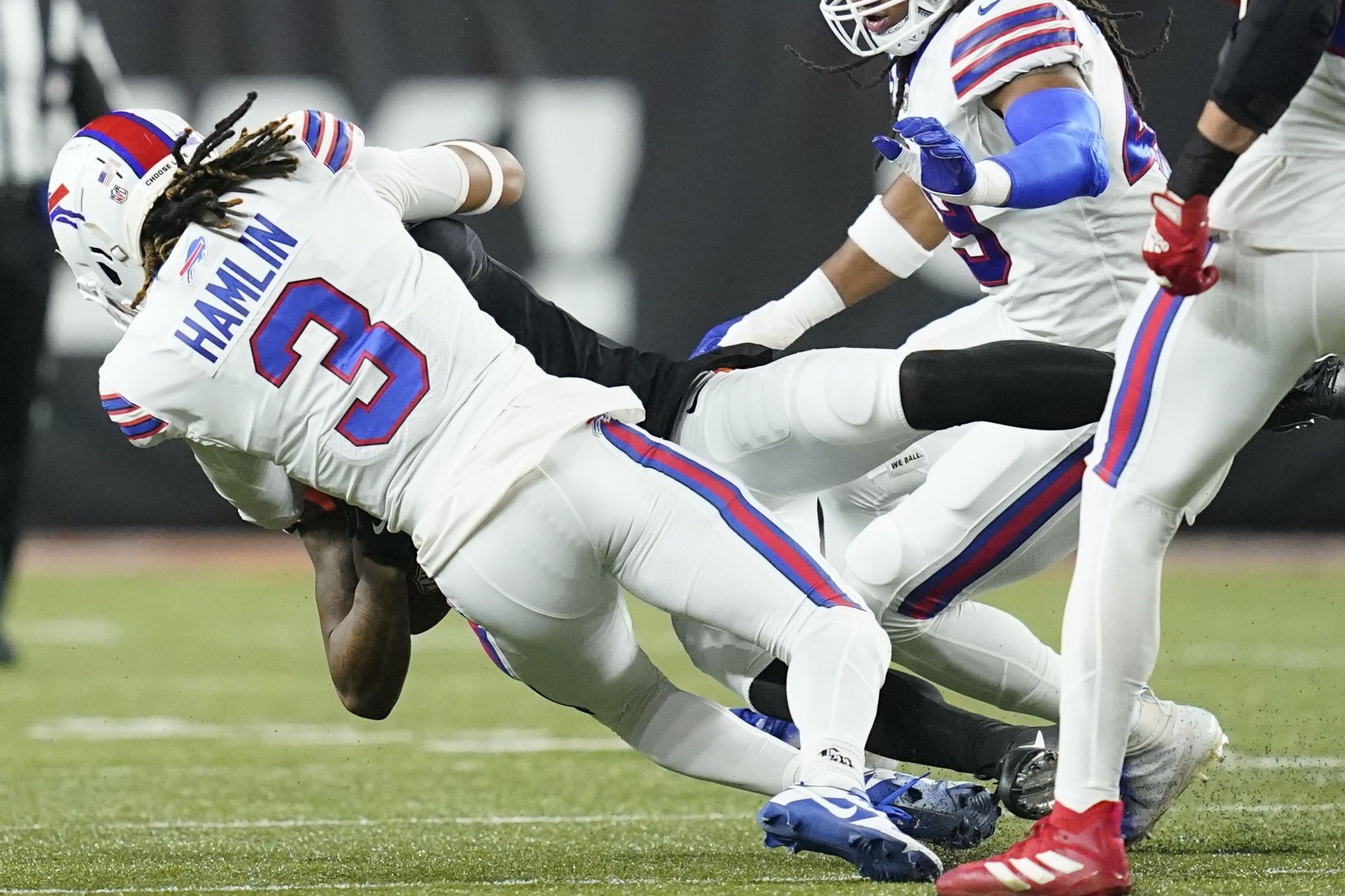 Terrifying football moment as Bills' Hamlin collapses after tackle