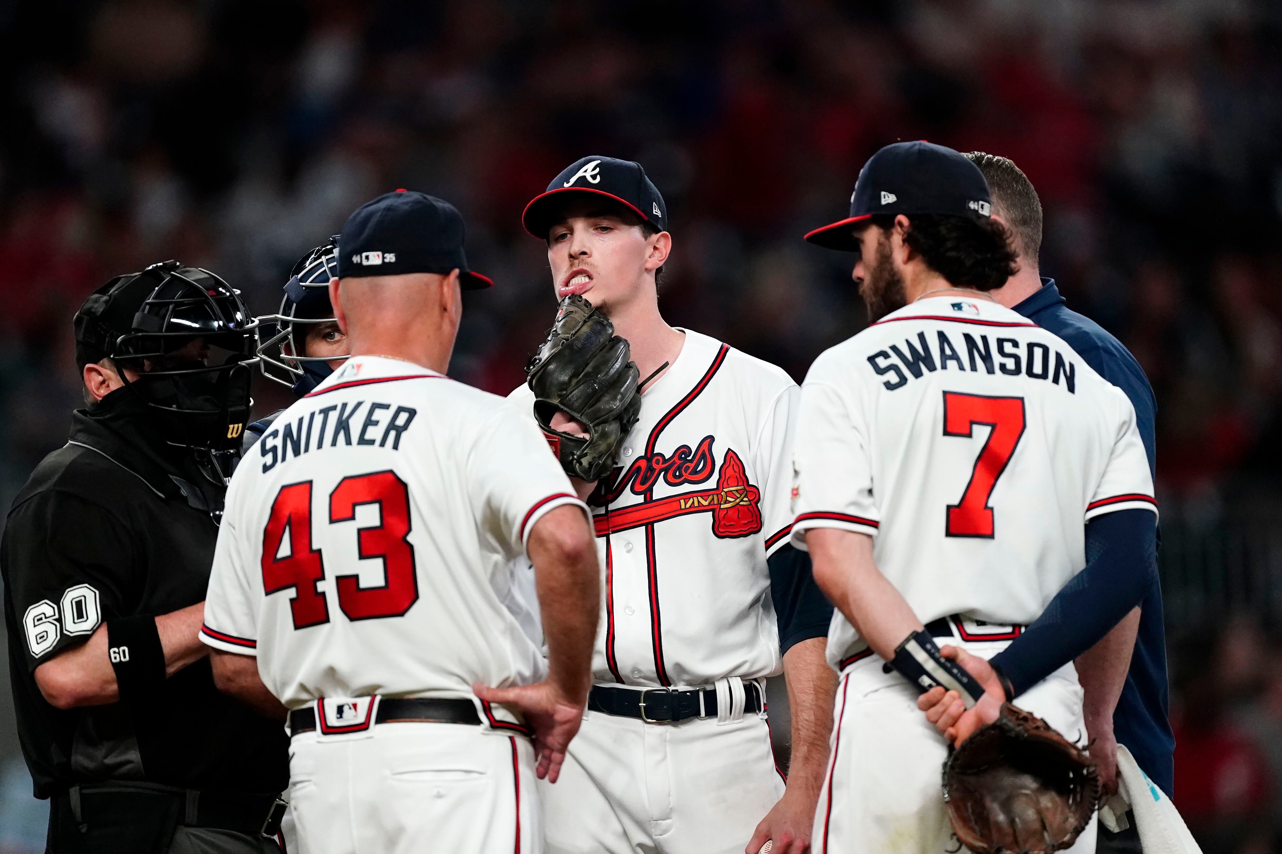 Atlanta Braves pitcher Huascar Ynoa breaks hand punching dugout bench