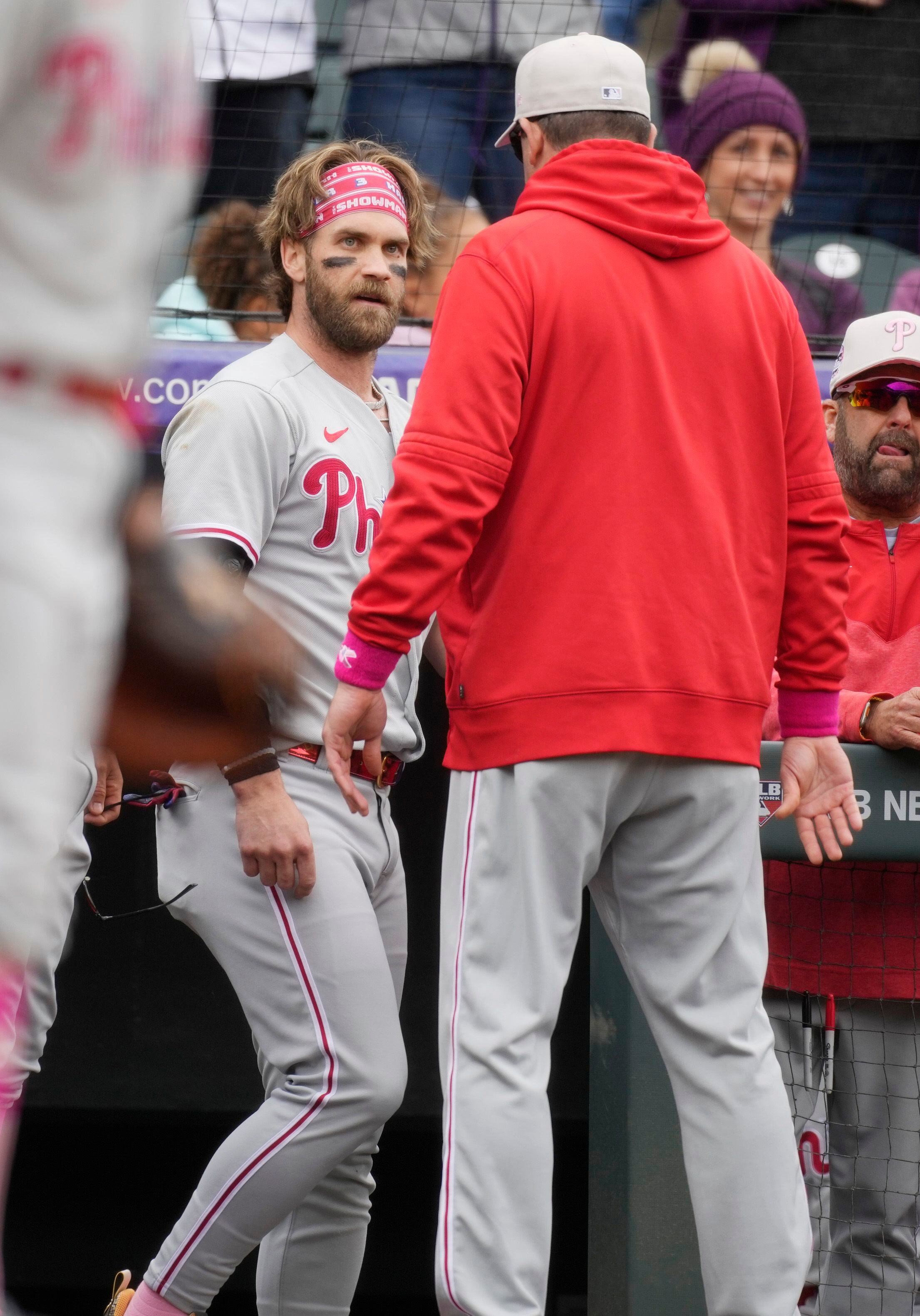 Benches cleared after Rockies P Jake Bird clapped at Bryce Harper