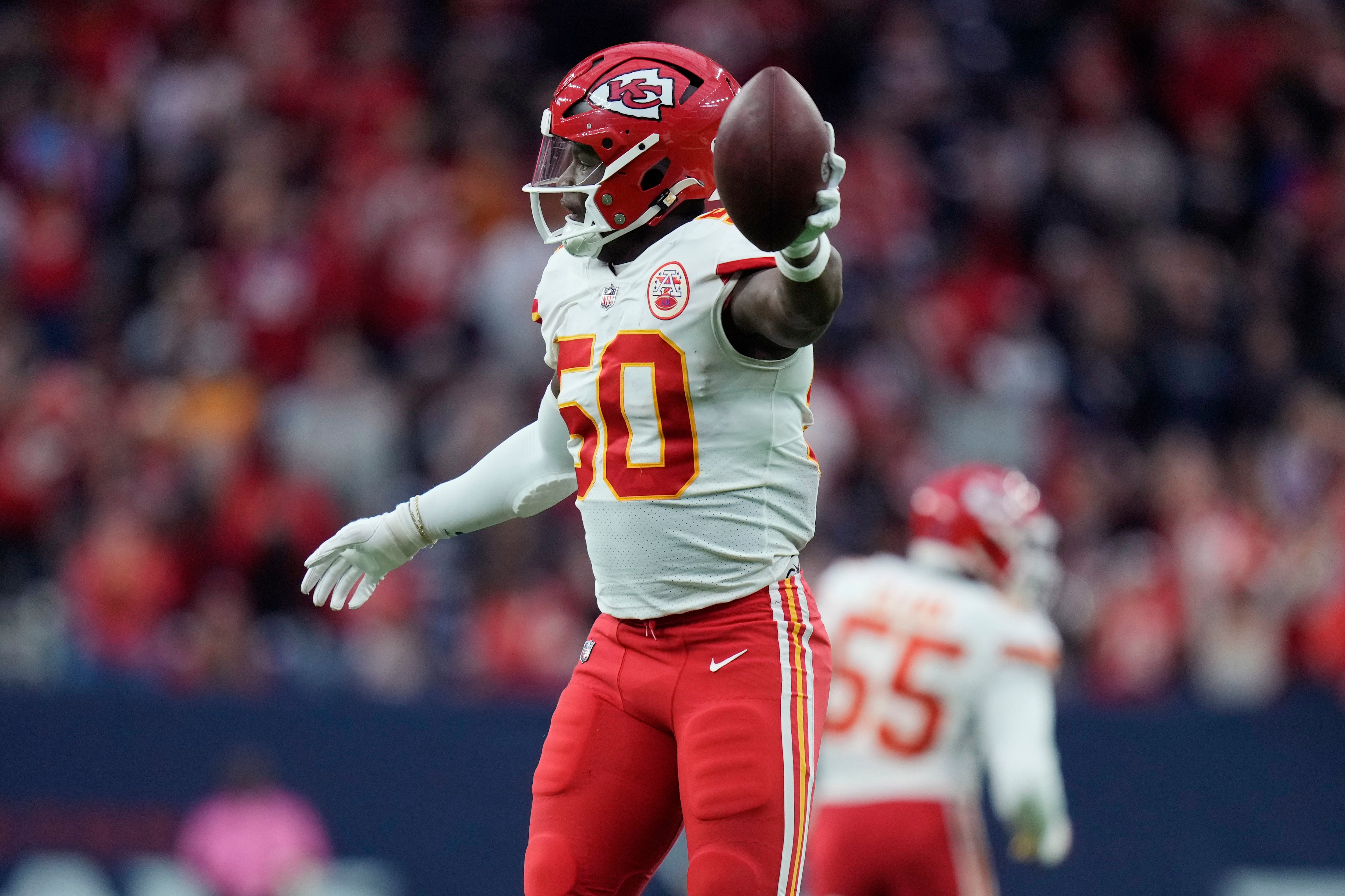 December 18, 2022: Houston Texans cornerback Tremon Smith (1) celebrates  with his teammates after scoring a game-winning touchdown in overtime of an  NFL game between the Texans and the Chiefs on Dec.