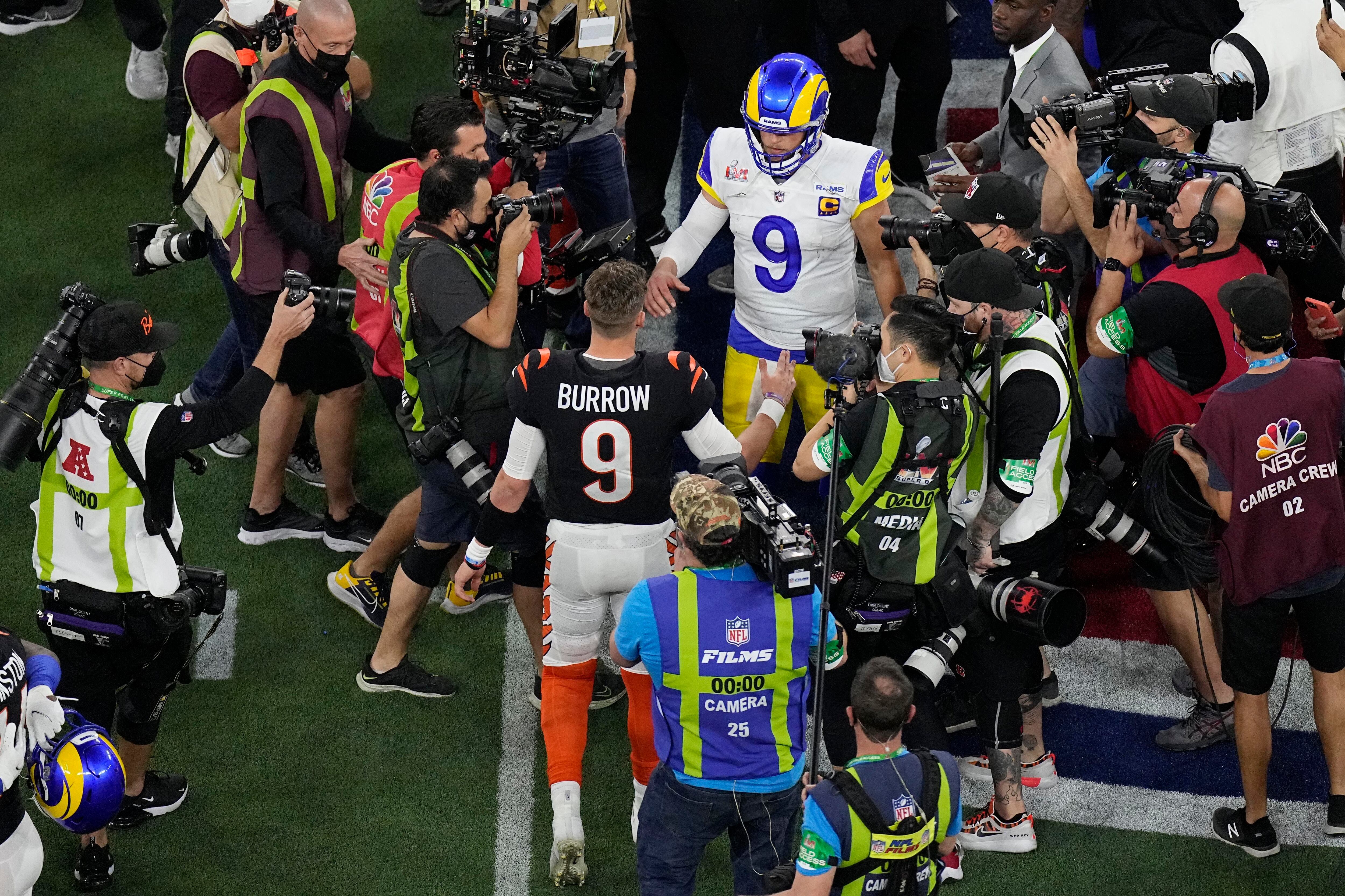 Cincinnati Bengals cornerback Chidobe Awuzie (22) celebrates after an  interception against the Los Angeles Rams during the second half of the NFL Super  Bowl 56 football game Sunday, Feb. 13, 2022, in