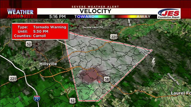 Tornado Warning issued for part of Carroll County
